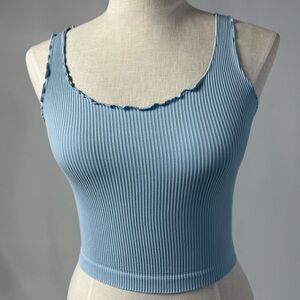 Nikibiki Lettuce Edge Ribbed Crop Top NS7891 Stretch Seamless Tank